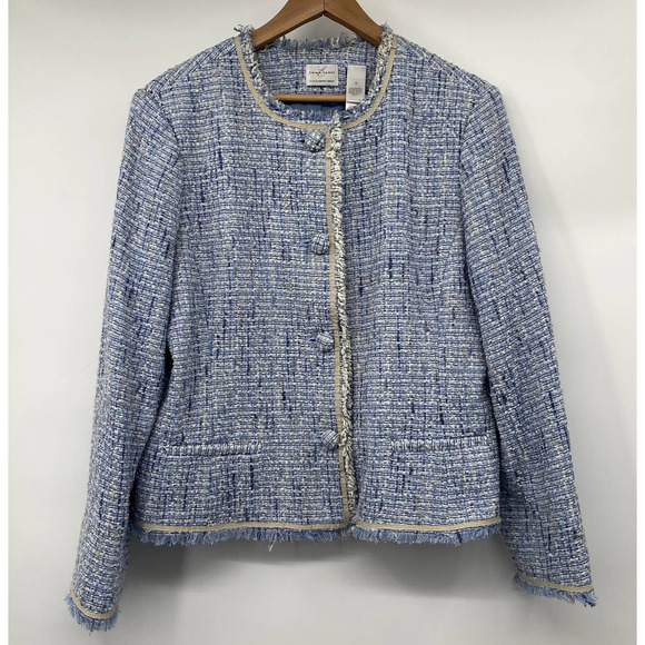 Emma James Jackets & Blazers - Emma James Light Blue Tweed Blazer Womens Sz 16